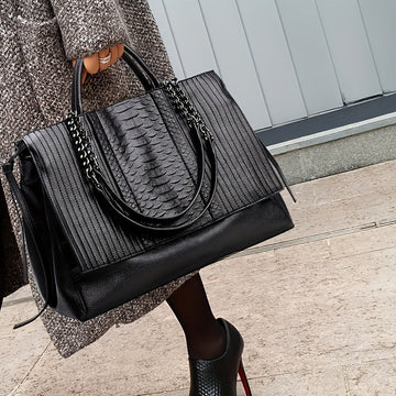 Clara - Schicke Herbst Schwarz Schulter- & Laptoptasche für Damen