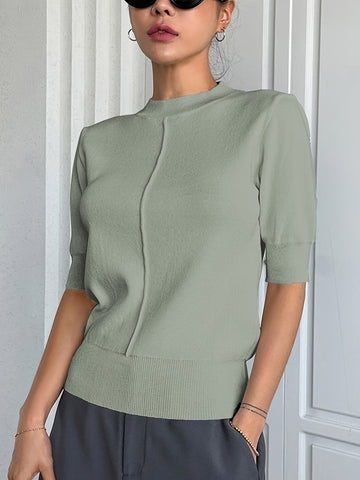 Lucia - Schicke Sommer Mock Neck Stricktop für Damen