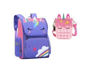 Hannah - Lila Einhorn Kinderrucksack mit Pop It Herbst für Damen